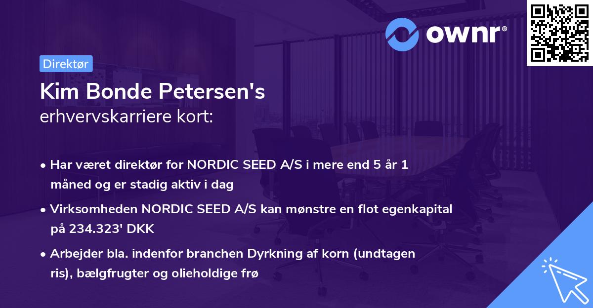 Kim Bonde Petersen's erhvervskarriere kort