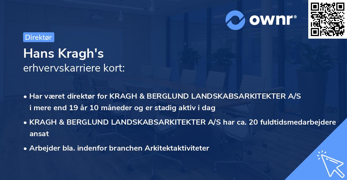 Hans Kragh's erhvervskarriere kort