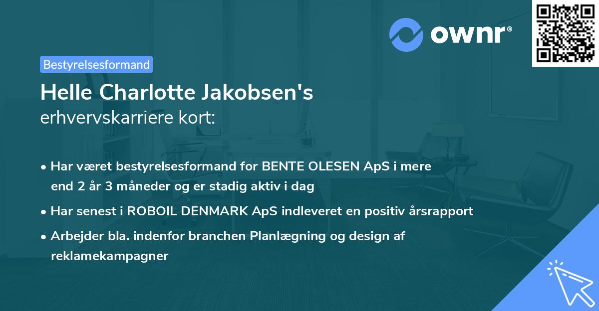 Helle Charlotte Jakobsen's erhvervskarriere kort