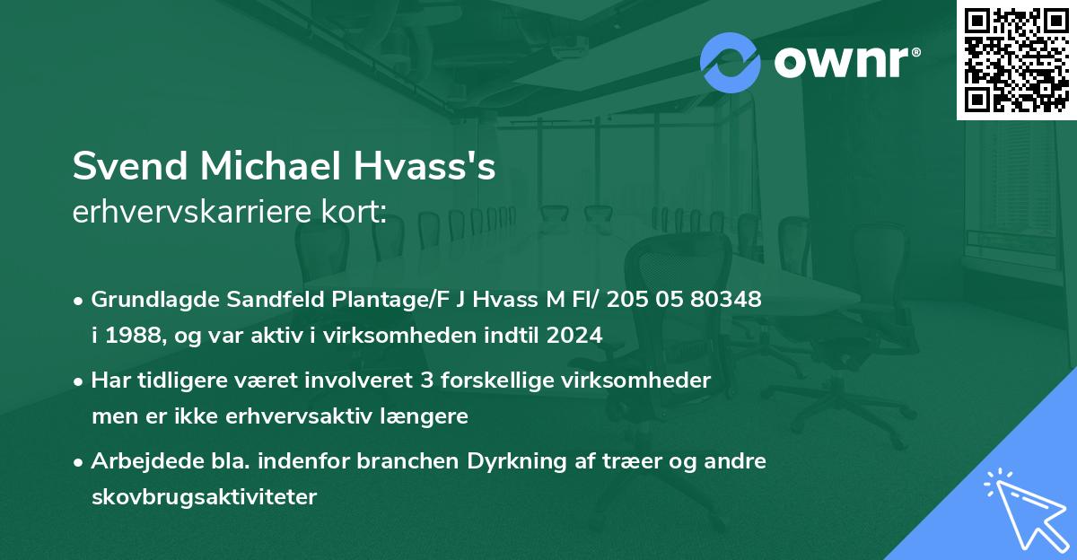Svend Michael Hvass's erhvervskarriere kort