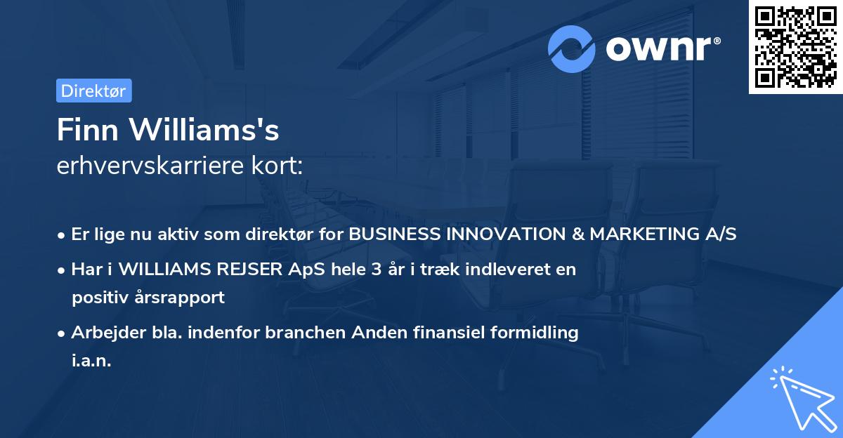 Finn Williams's erhvervskarriere kort