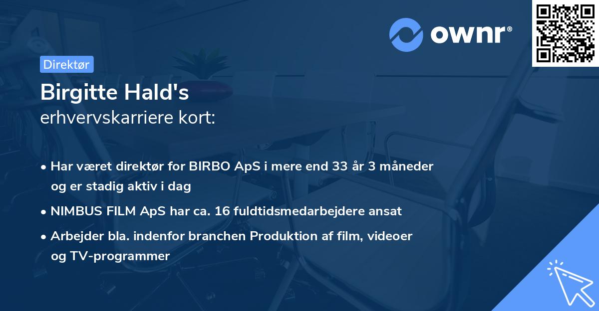 Birgitte Hald's erhvervskarriere kort