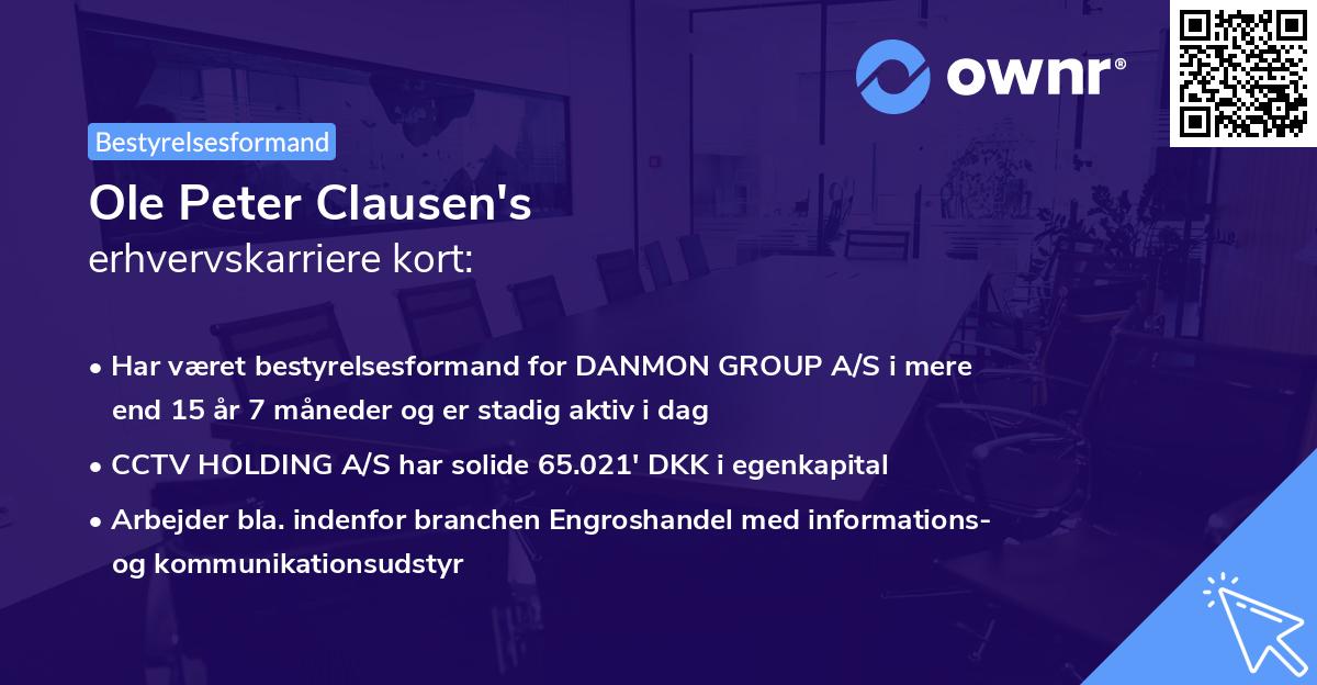 Ole Peter Clausen's erhvervskarriere kort