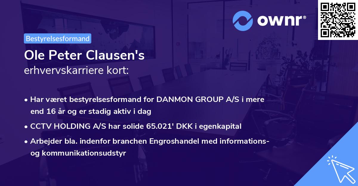 Ole Peter Clausen's erhvervskarriere kort
