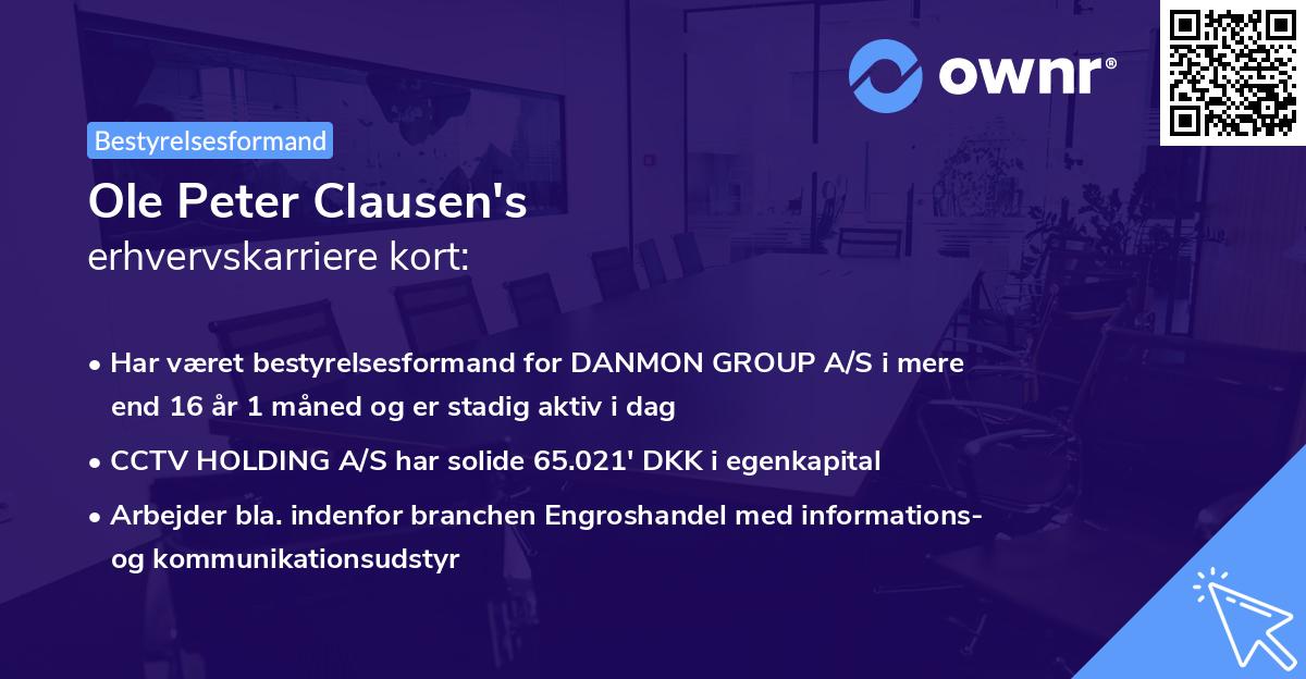 Ole Peter Clausen's erhvervskarriere kort