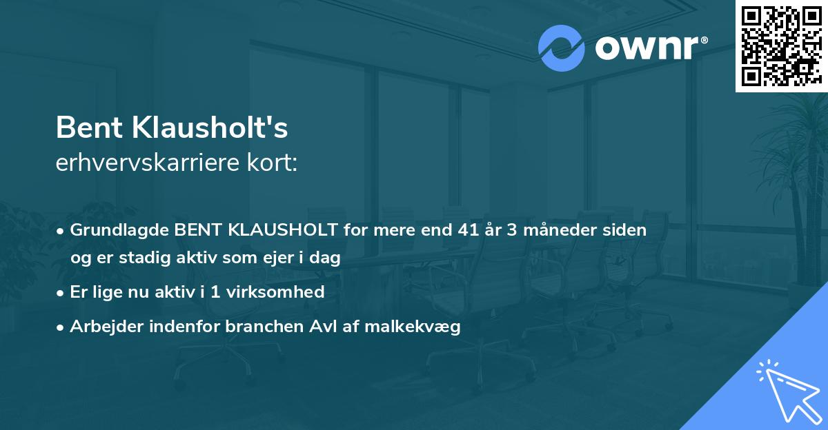 Bent Klausholt's erhvervskarriere kort