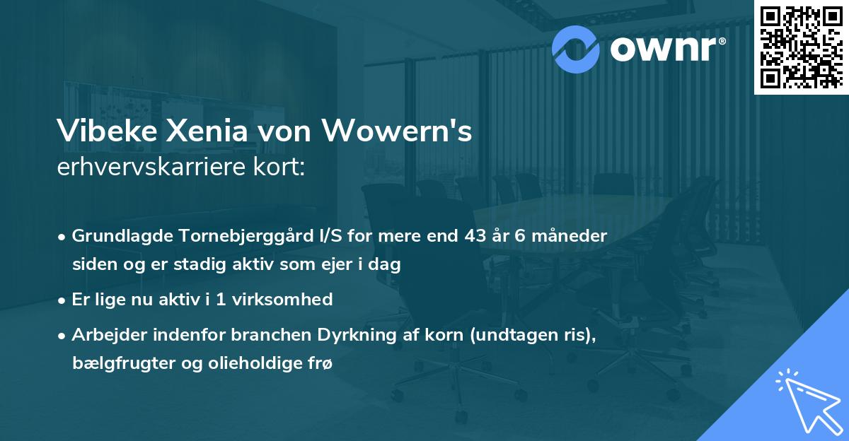 Vibeke Xenia von Wowern's erhvervskarriere kort