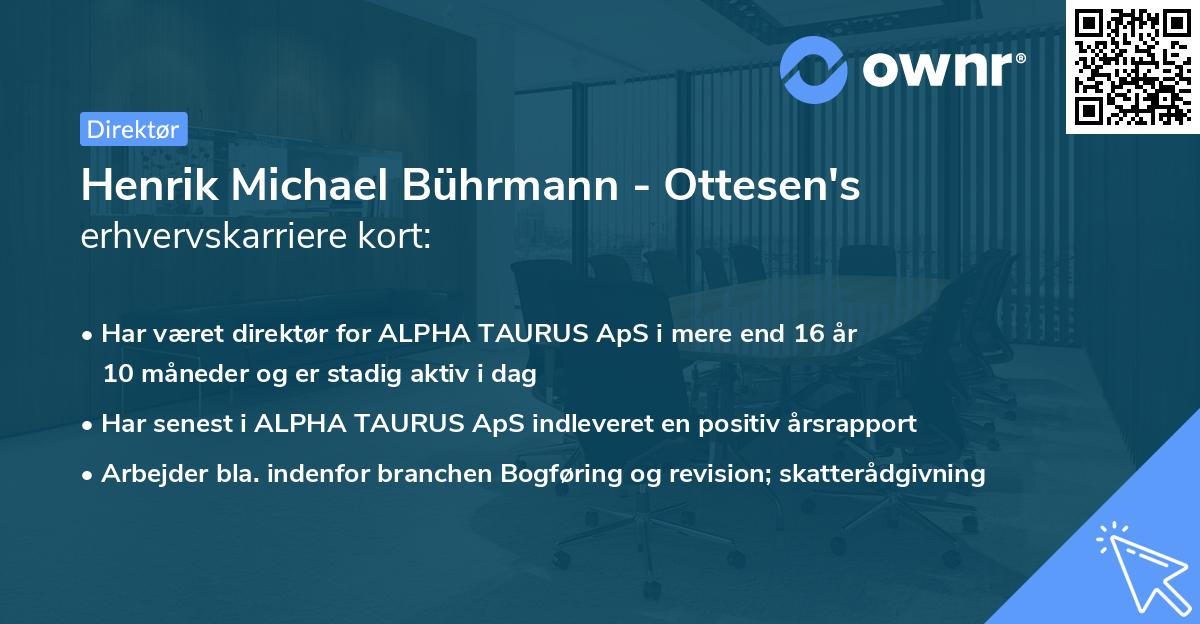 Henrik Michael Bührmann - Ottesen's erhvervskarriere kort