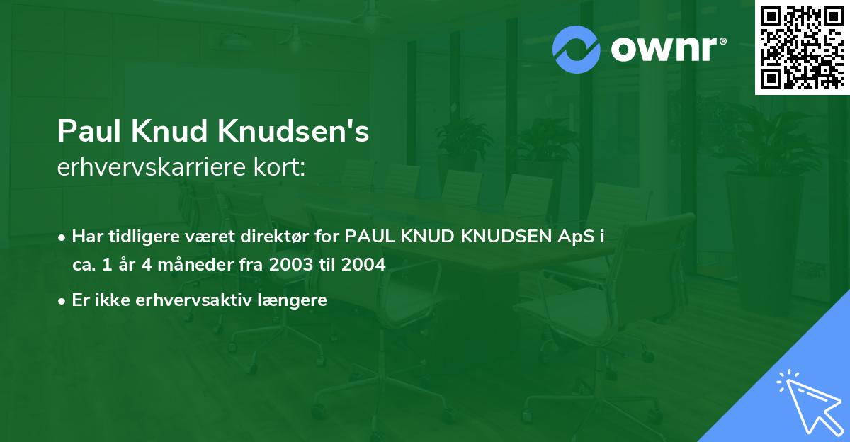 Paul Knud Knudsen's erhvervskarriere kort