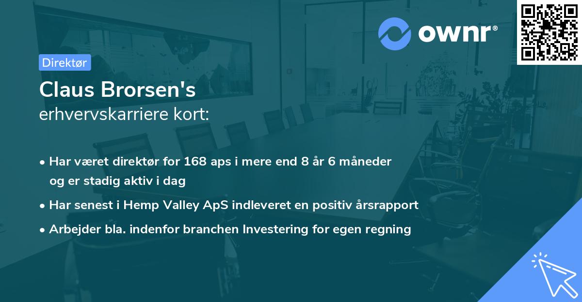 Claus Brorsen's erhvervskarriere kort