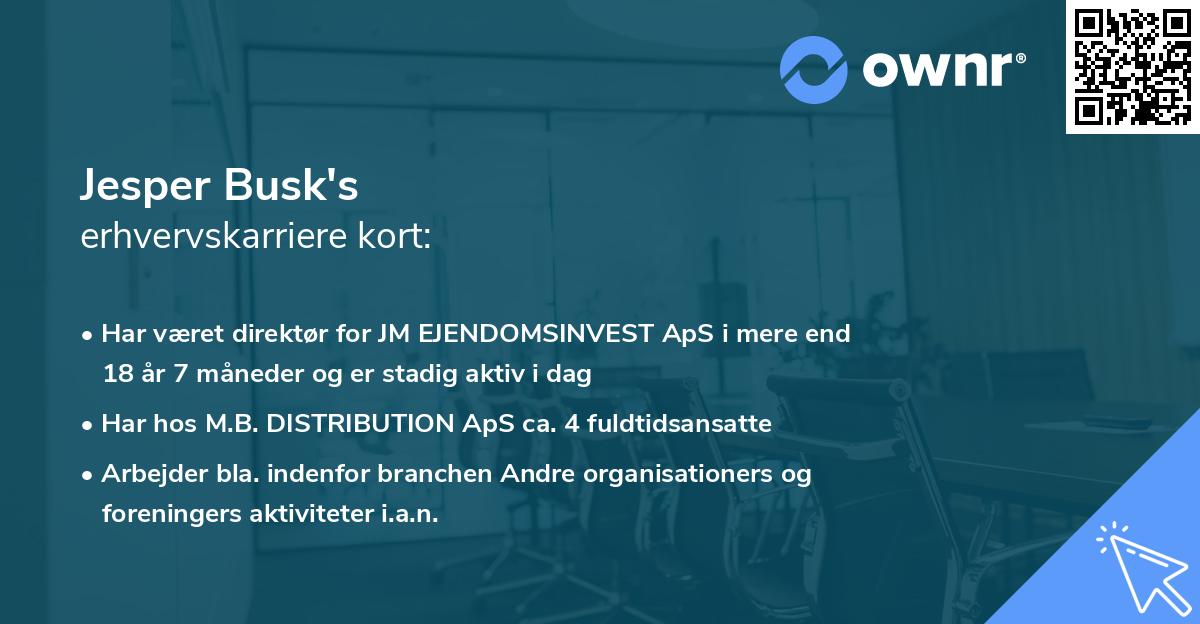 Jesper Busk's erhvervskarriere kort