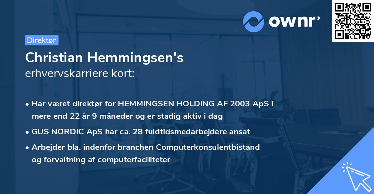 Christian Hemmingsen's erhvervskarriere kort
