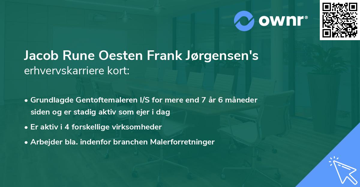 Jacob Rune Oesten Frank Jørgensen's erhvervskarriere kort