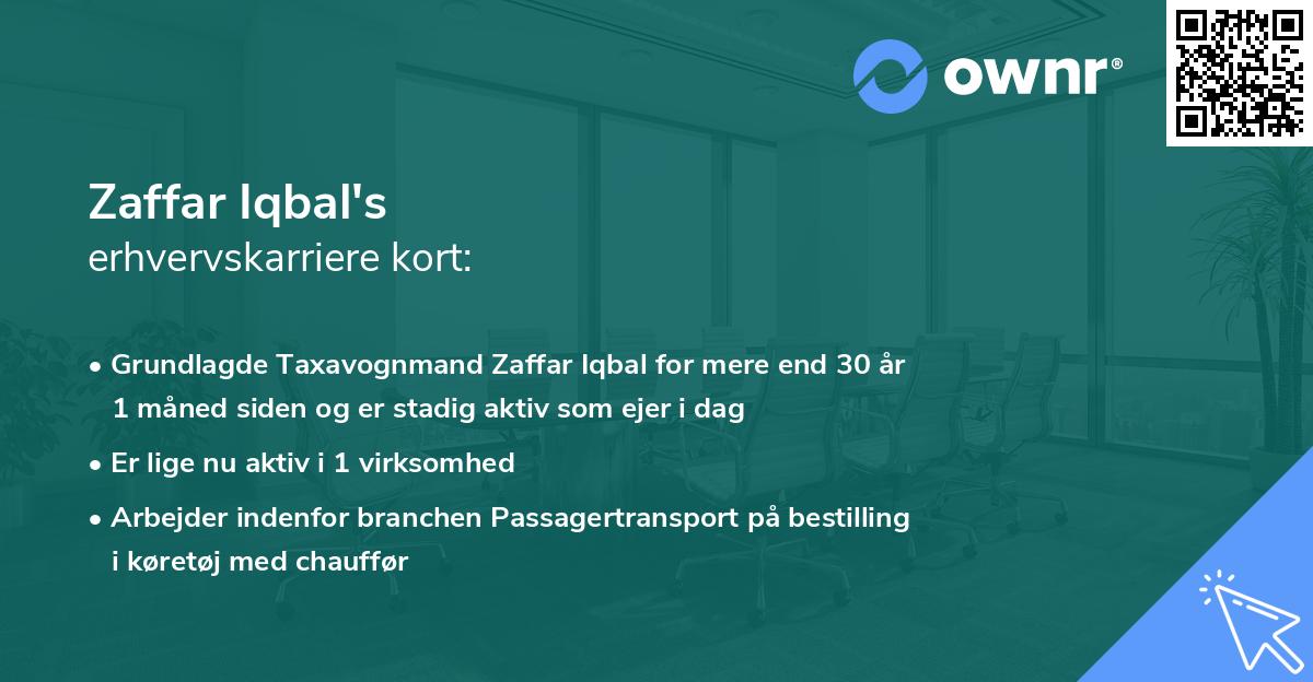 Zaffar Iqbal's erhvervskarriere kort