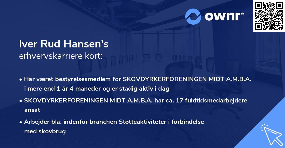 Iver Rud Hansen's erhvervskarriere kort