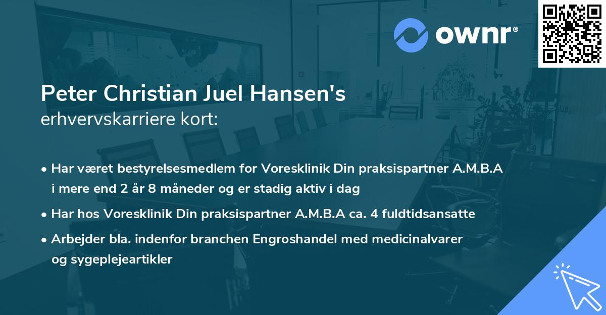 Peter Christian Juel Hansen's erhvervskarriere kort