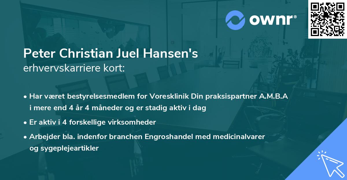 Peter Christian Juel Hansen's erhvervskarriere kort