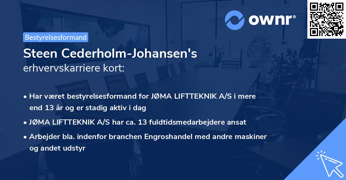 Steen Cederholm-Johansen's erhvervskarriere kort