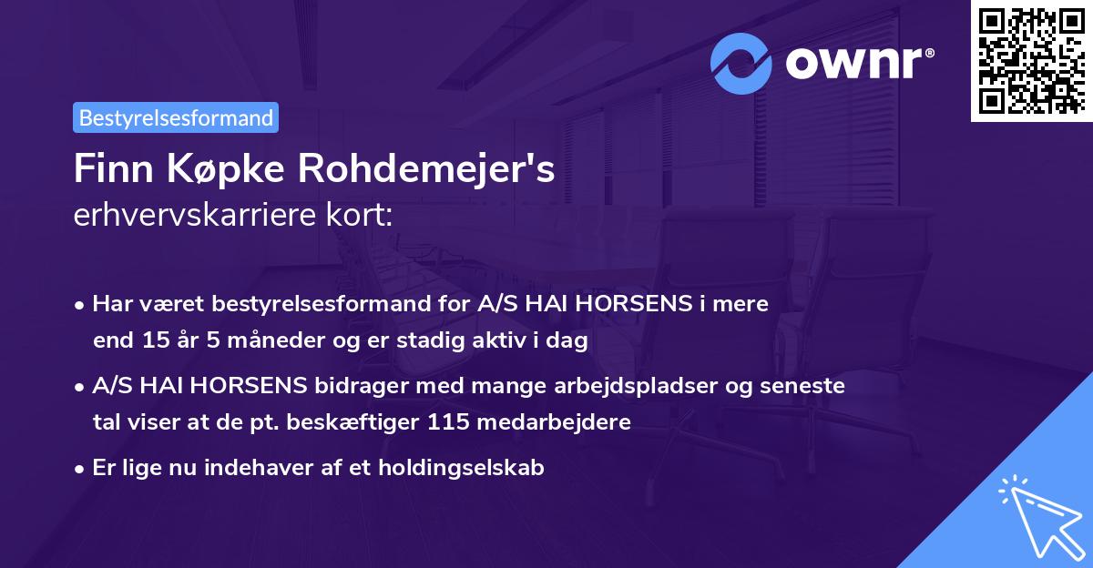 Finn Køpke Rohdemejer's erhvervskarriere kort