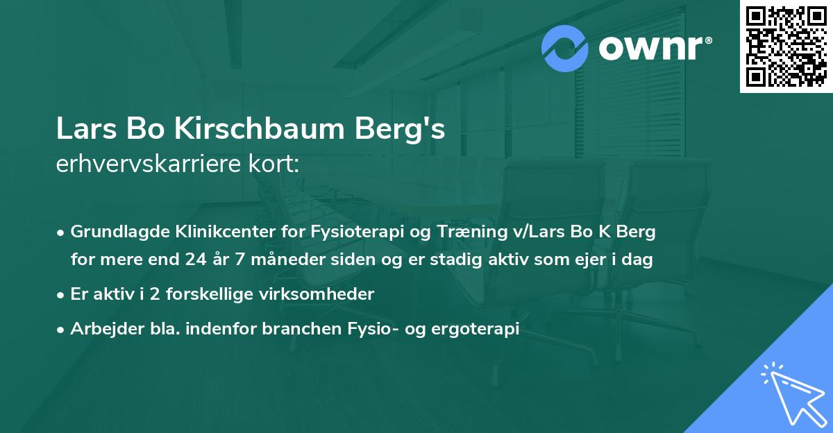 Lars Bo Kirschbaum Berg's erhvervskarriere kort