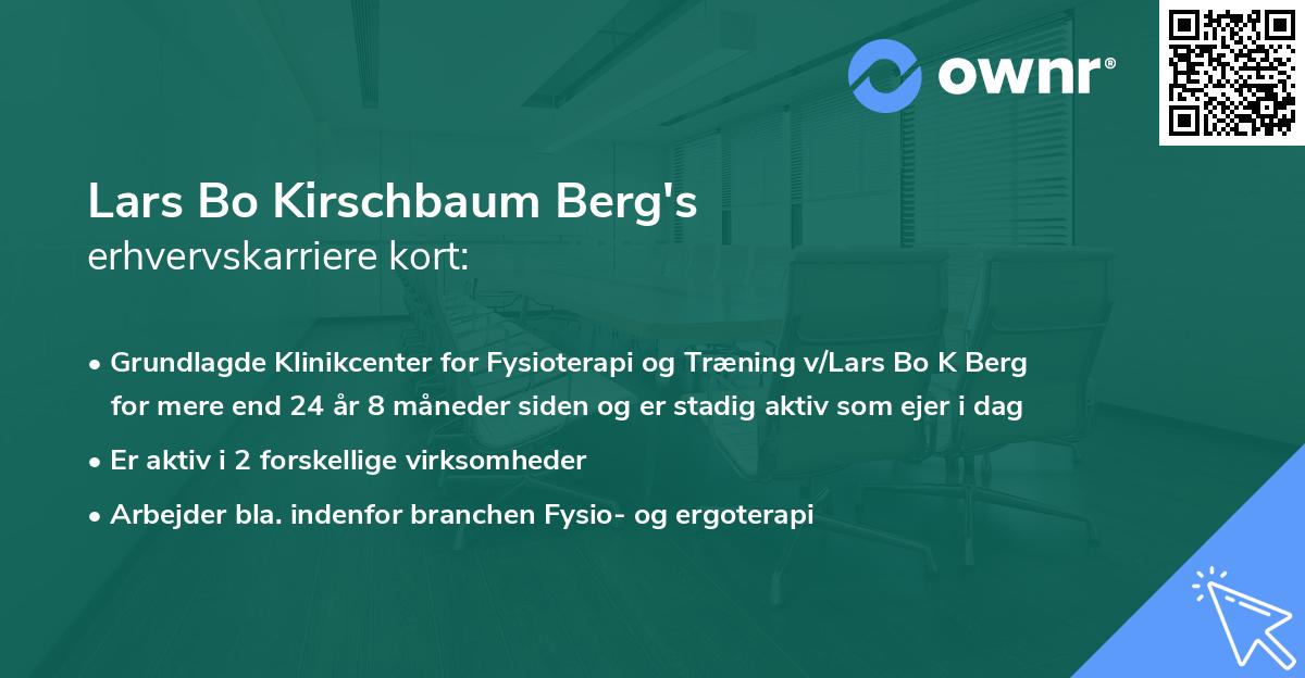 Lars Bo Kirschbaum Berg's erhvervskarriere kort
