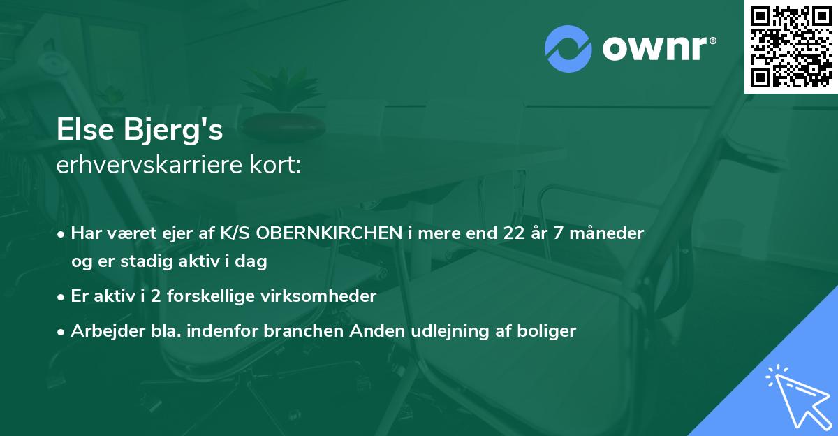 Else Bjerg's erhvervskarriere kort
