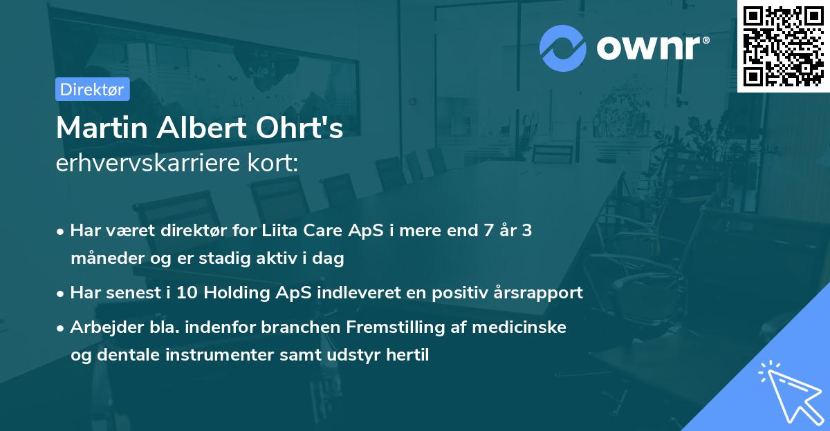 Martin Albert Ohrt's erhvervskarriere kort