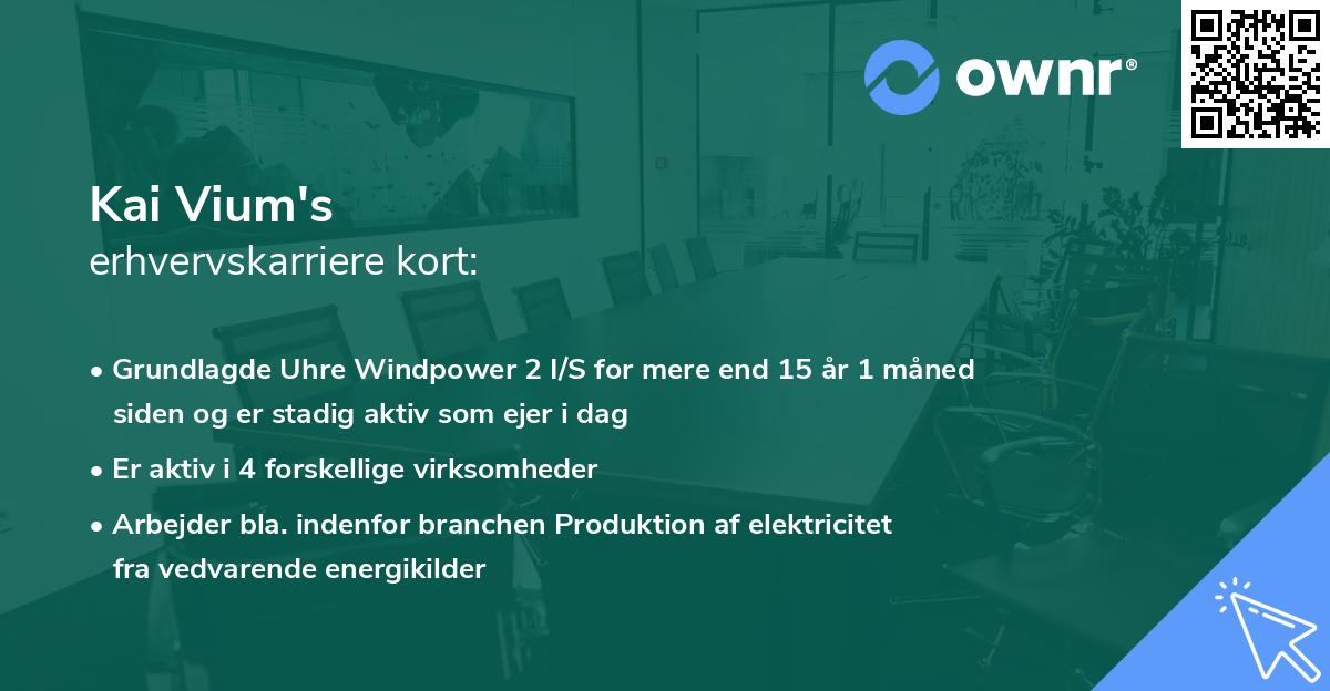 Kai Vium's erhvervskarriere kort