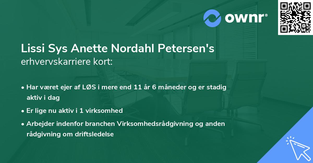 Lissi Sys Anette Nordahl Petersen's erhvervskarriere kort