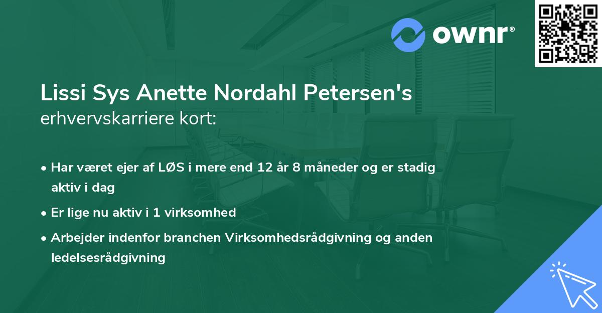 Lissi Sys Anette Nordahl Petersen's erhvervskarriere kort