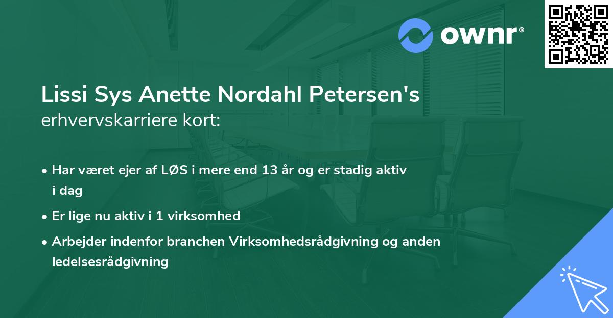 Lissi Sys Anette Nordahl Petersen's erhvervskarriere kort