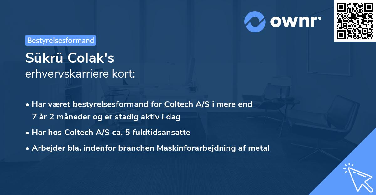Sükrü Colak's erhvervskarriere kort