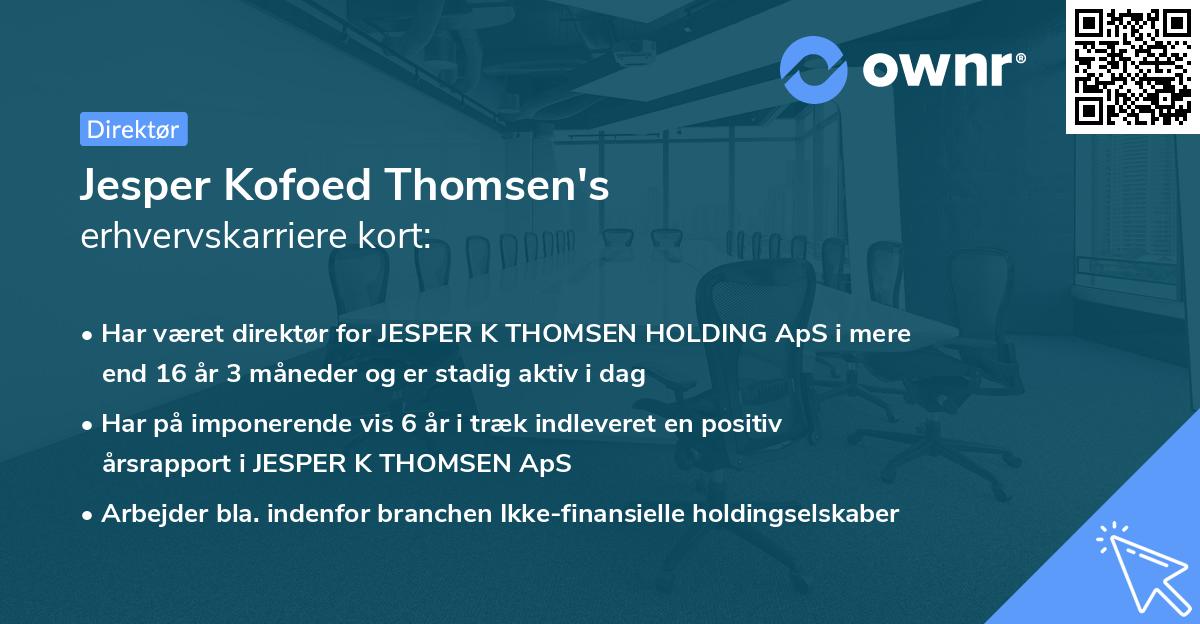 Jesper Kofoed Thomsen's erhvervskarriere kort