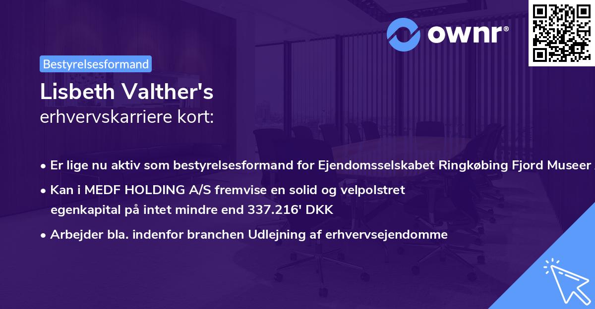 Lisbeth Valther's erhvervskarriere kort