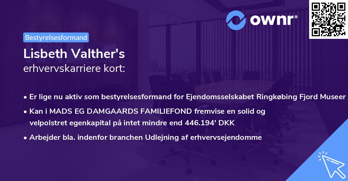 Lisbeth Valther's erhvervskarriere kort