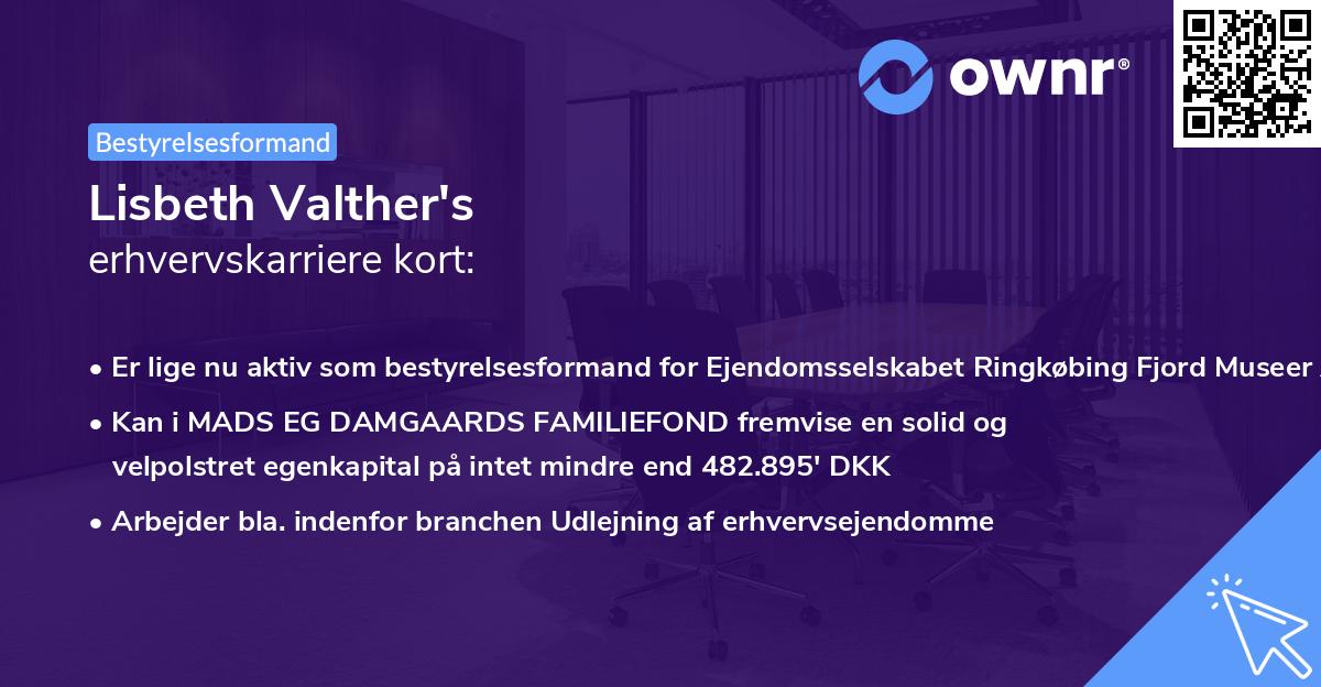 Lisbeth Valther's erhvervskarriere kort