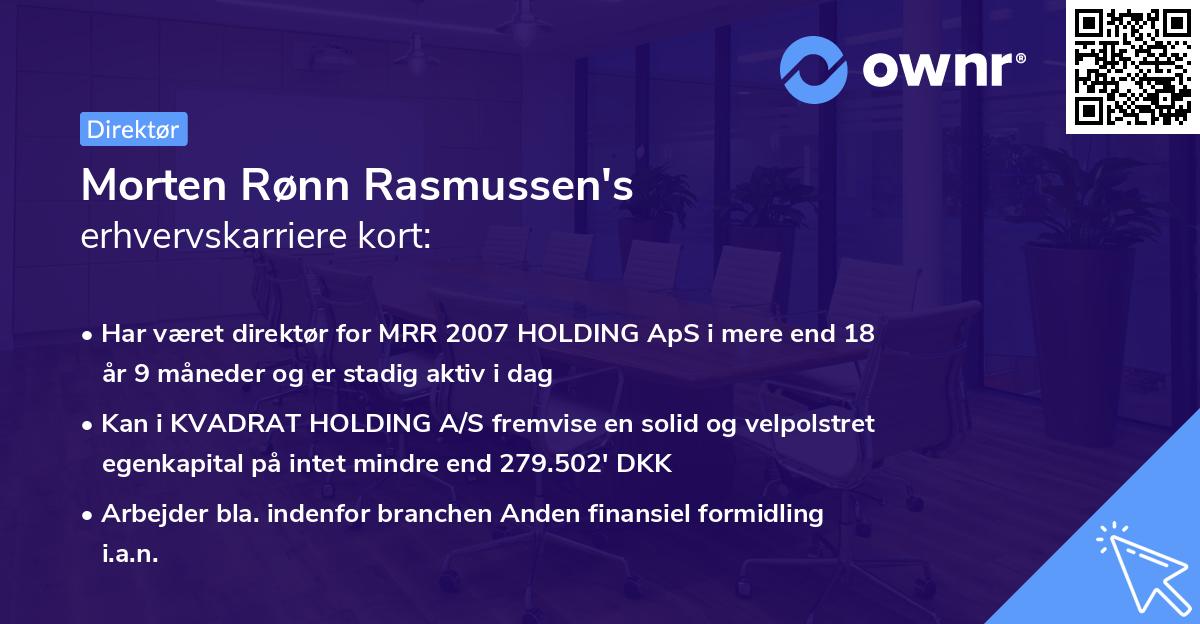 Morten Rønn Rasmussen's erhvervskarriere kort
