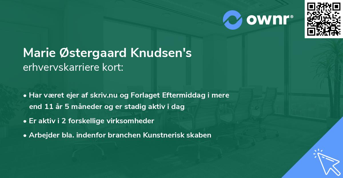 Marie Østergaard Knudsen's erhvervskarriere kort