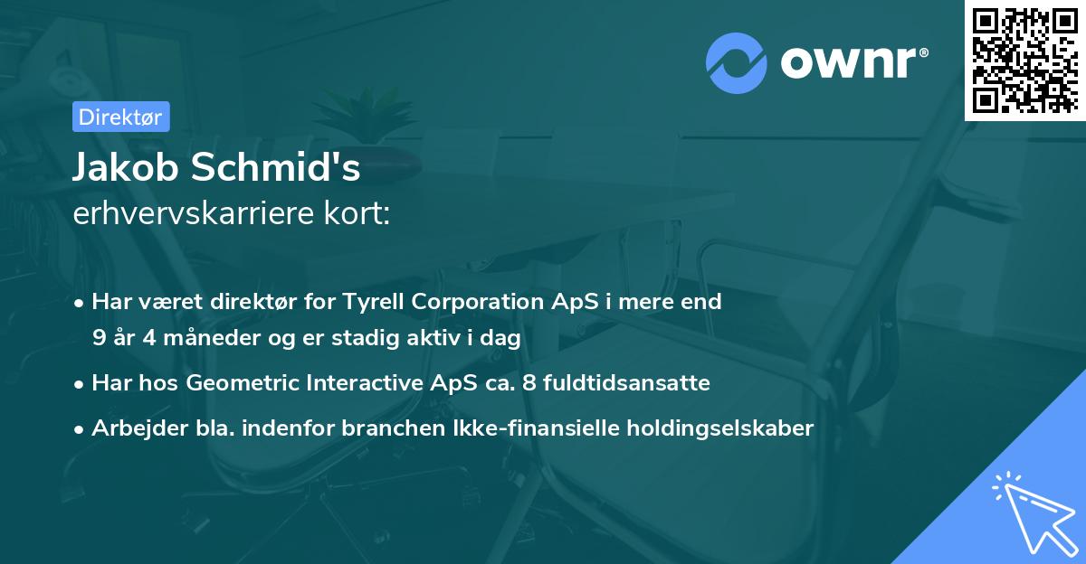 Jakob Schmid's erhvervskarriere kort