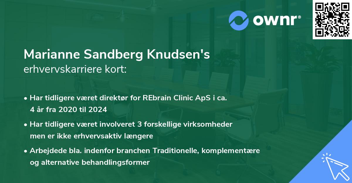 Marianne Sandberg Knudsen's erhvervskarriere kort