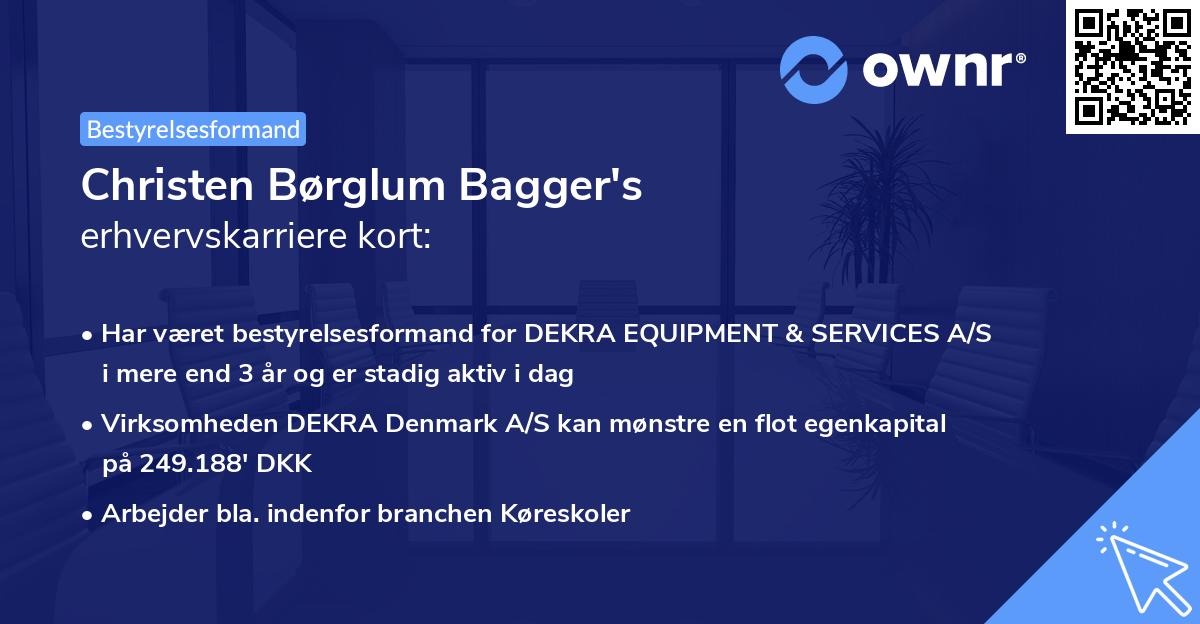 Christen Børglum Bagger's erhvervskarriere kort