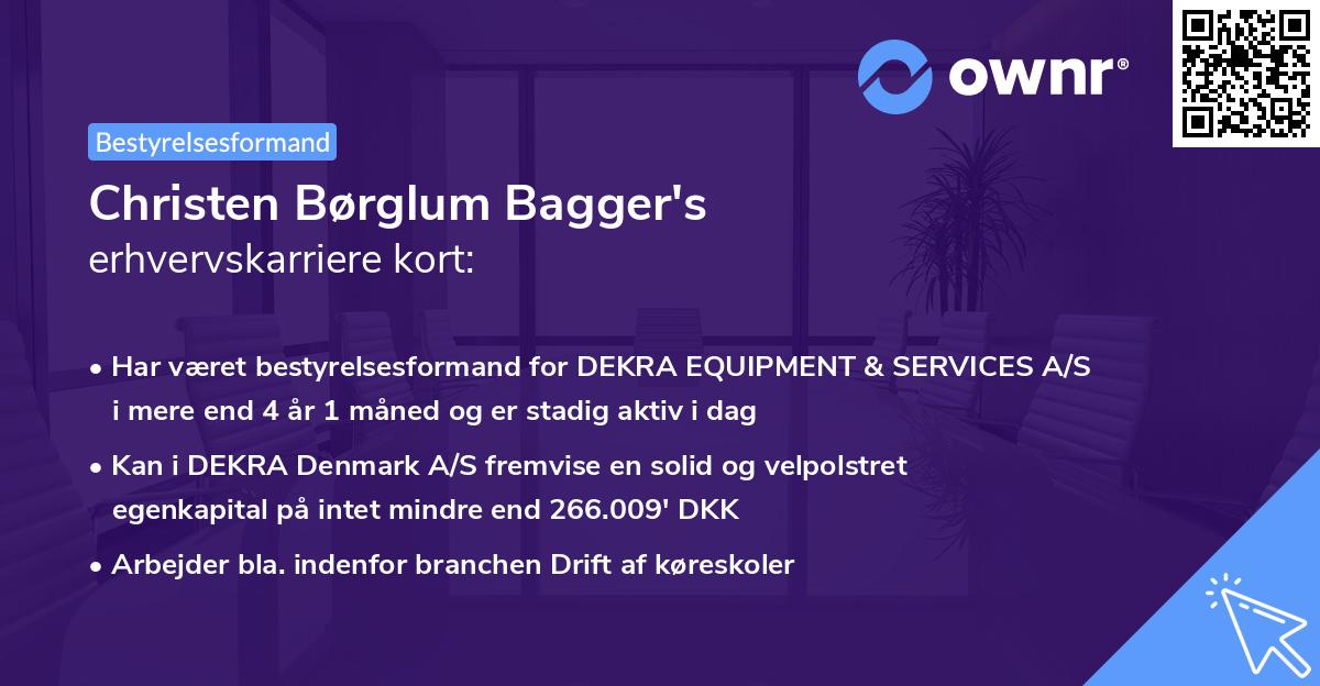 Christen Børglum Bagger's erhvervskarriere kort