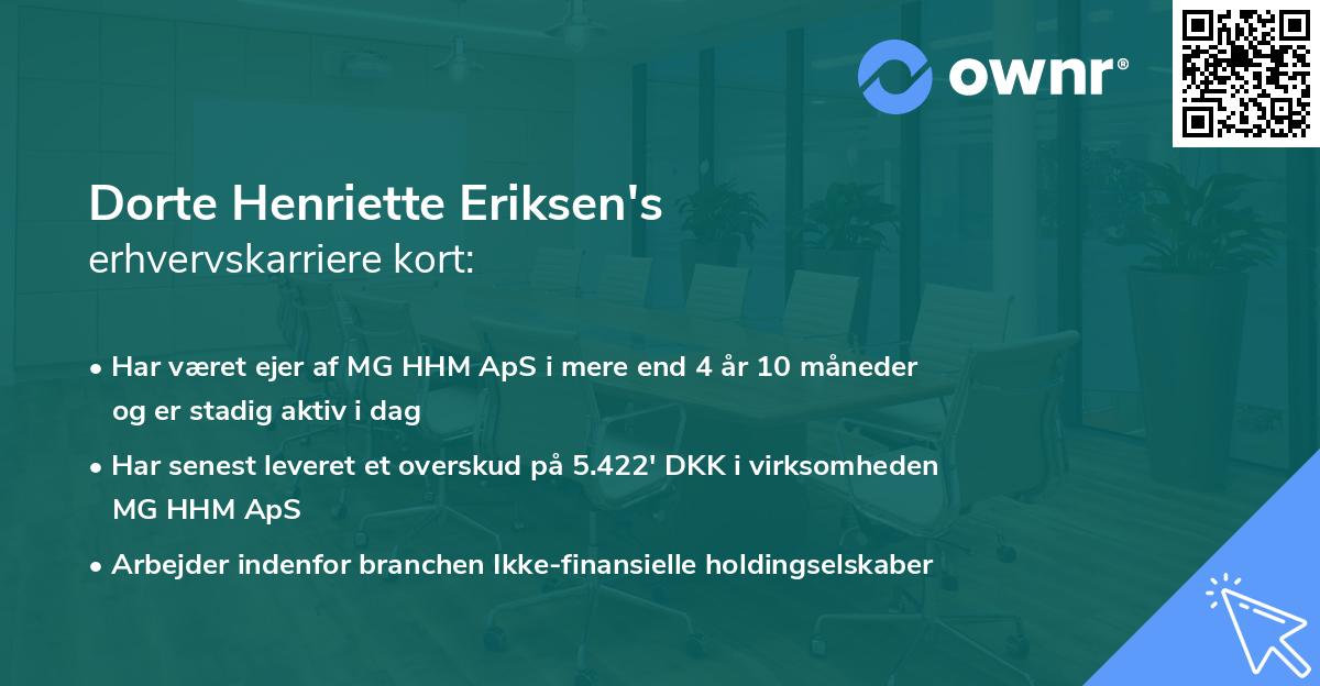 Dorte Henriette Eriksen's erhvervskarriere kort