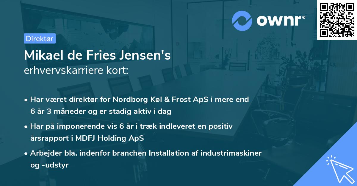 Mikael de Fries Jensen's erhvervskarriere kort