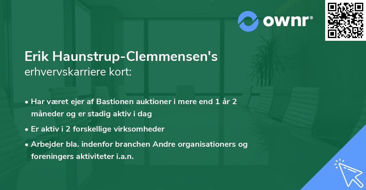Erik Haunstrup-Clemmensen's erhvervskarriere kort