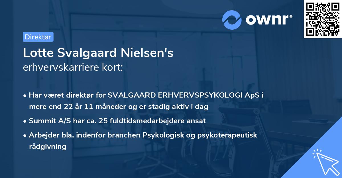 Lotte Svalgaard Nielsen's erhvervskarriere kort
