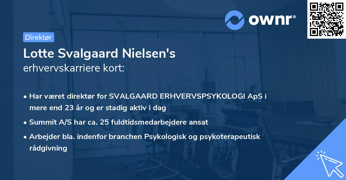 Lotte Svalgaard Nielsen's erhvervskarriere kort