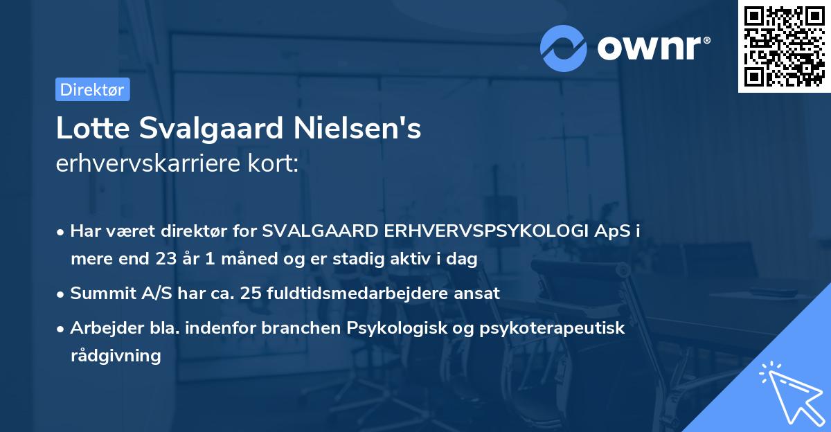 Lotte Svalgaard Nielsen's erhvervskarriere kort
