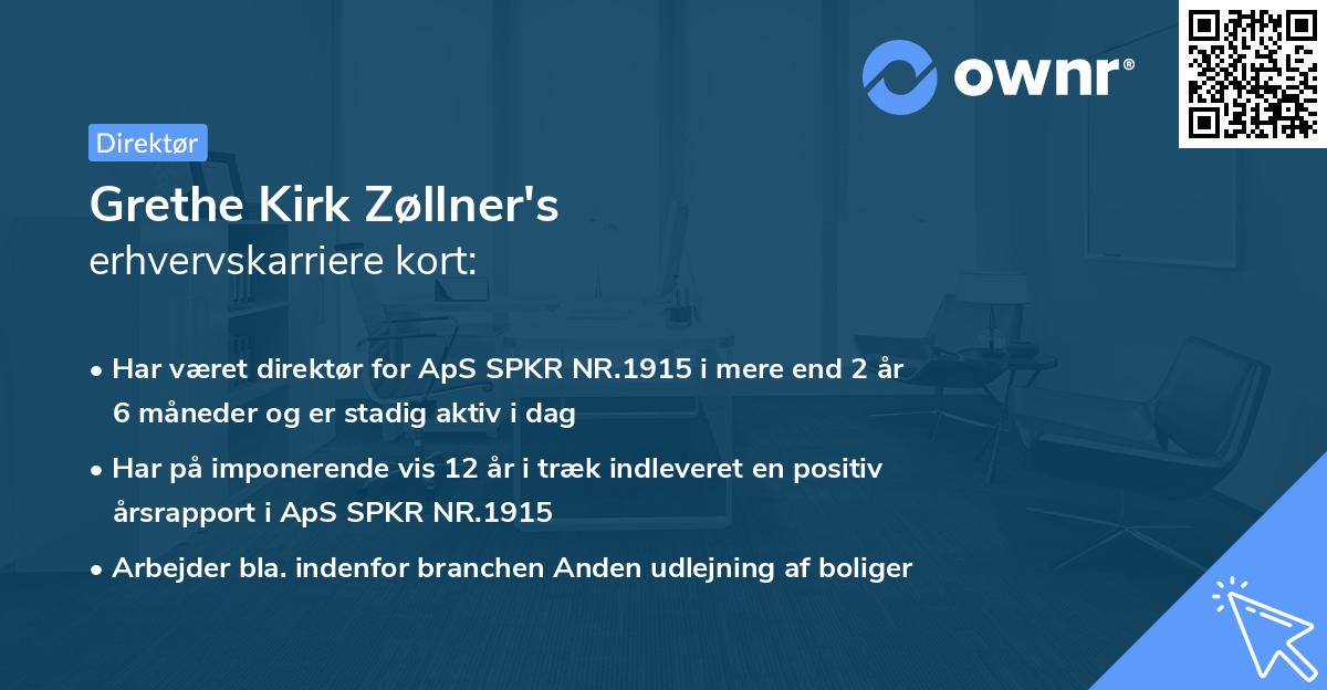Grethe Kirk Zøllner's erhvervskarriere kort