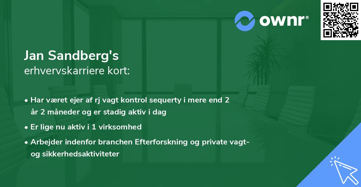 Jan Sandberg's erhvervskarriere kort